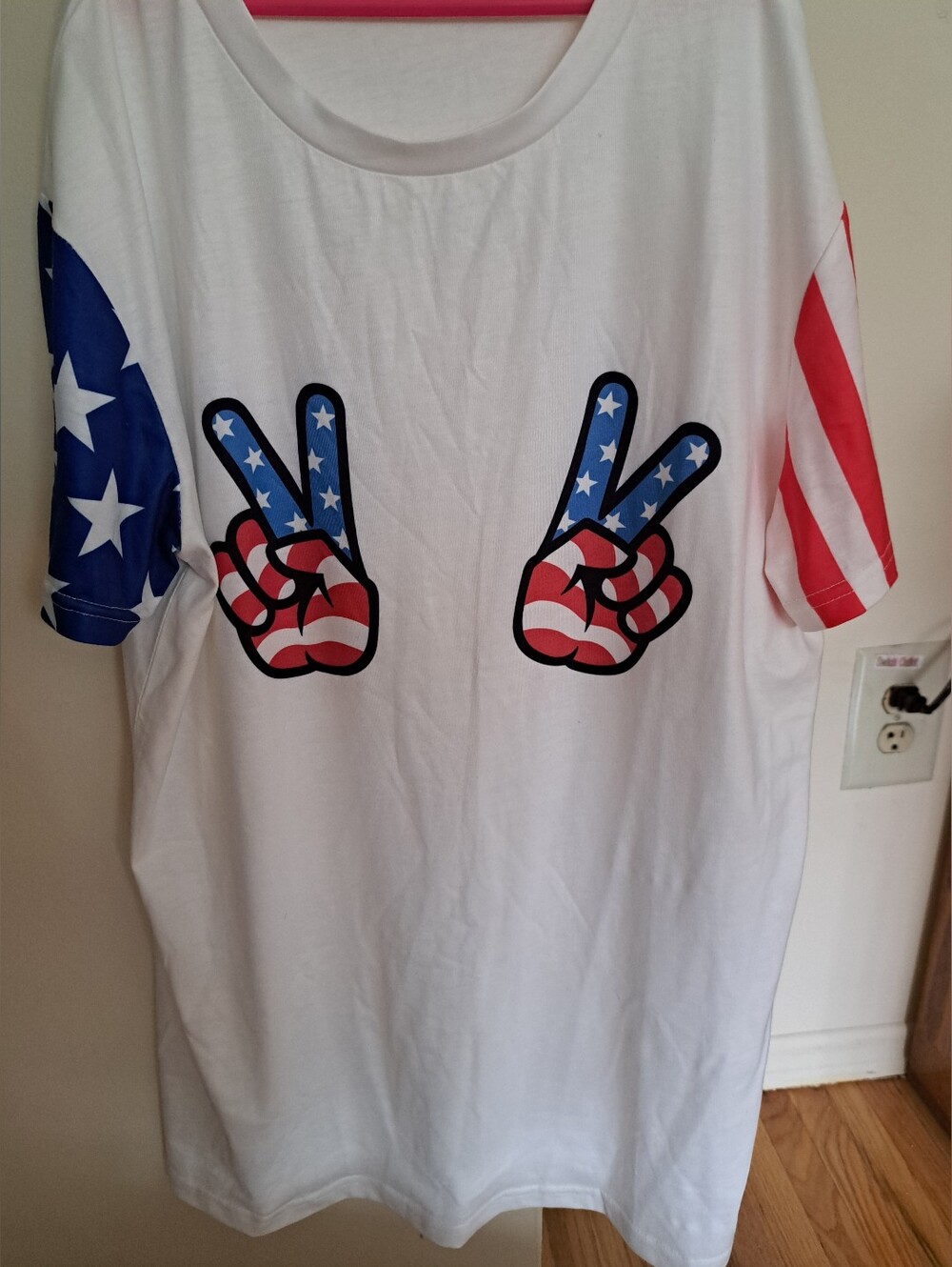 White USA Flag Peace Sign Tee